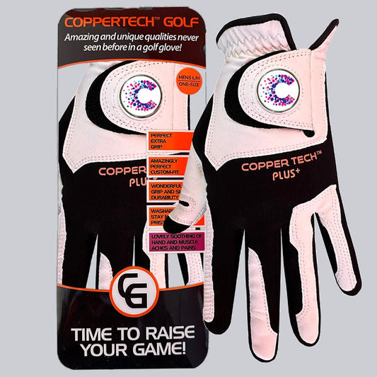 CANCER RESEARCH UK CHARITY WHITE/BLACK COPPERTECH PLUS PREMIER GRIP GOLF GLOVE