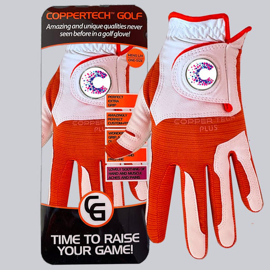 CANCER RESEARCH UK CHARITY WHITE/ORANGE COPPERTECH PLUS PREMIER GRIP GOLF GLOVE