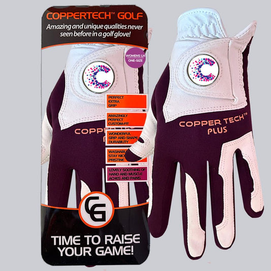 CANCER RESEARCH UK CHARITY WHITE/PURPLE COPPERTECH PLUS PREMIER GRIP GOLF GLOVE