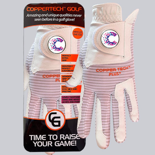 CANCER RESEARCH UK CHARITY WHITE/WHITE COPPERTECH PLUS PREMIER GRIP GOLF GLOVE