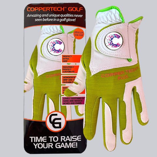 CANCER RESEARCH UK CHARITY WHITE/LIME COPPERTECH PLUS PREMIER GRIP GOLF GLOVE