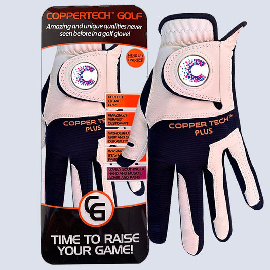 CANCER RESEARCH UK CHARITY WHITE/NAVY COPPERTECH PLUS PREMIER GRIP  GOLF GLOVE