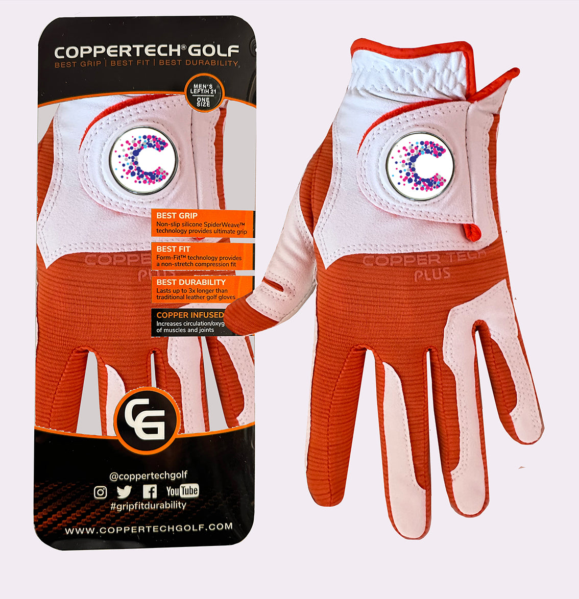 CANCER RESEARCH UK CHARITY WHITE/ORANGE GOLF GLOVE