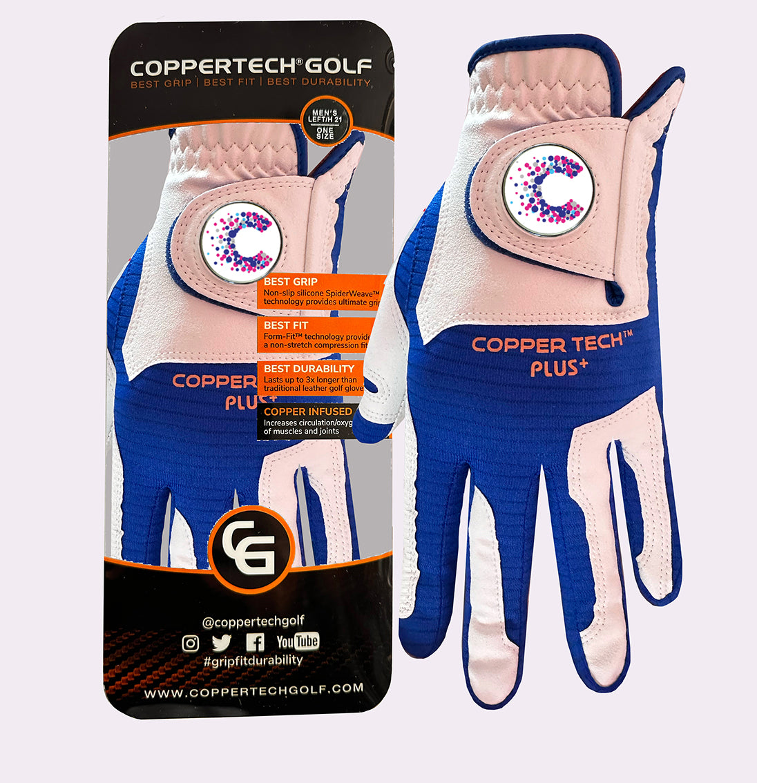 CANCER RESEARCH UK CHARITY WHITE/ROYAL BLUE GOLF GLOVE