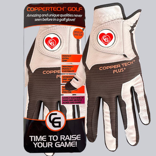 'LOVE TO GLOVE YOU' SPECIAL WHITE/BLACK COPPERTECH PLUS PREMIER GRIP GOLF GLOVE