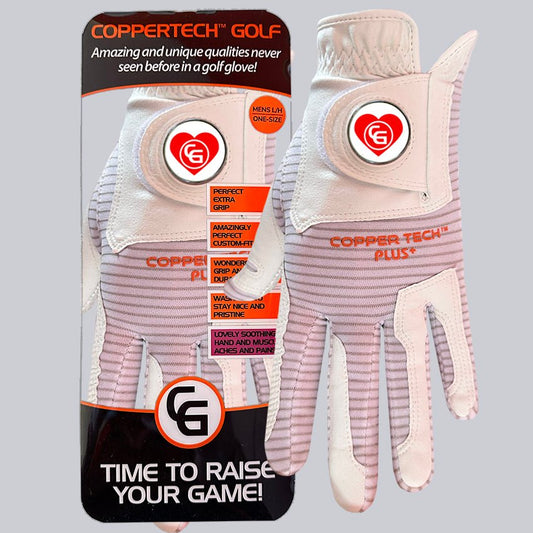 'LOVE TO GLOVE YOU' SPECIAL WHITE/WHITE COPPERTECH PLUS PREMIER GRIP GOLF GLOVE