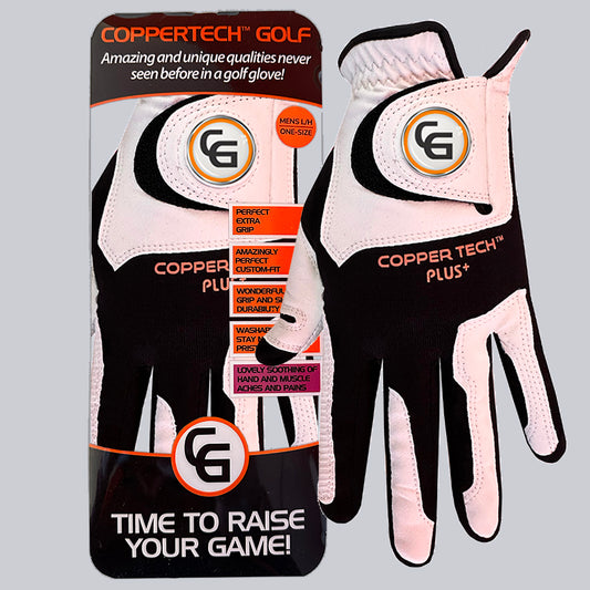 WHITE/BLACK COPPERTECH PLUS PREMIER GRIP GOLF GLOVE