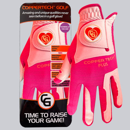 'LOVE TO GLOVE YOU' SPECIAL WHITE/FUSCHIA COPPERTECH ELITE GRIP GLOVE