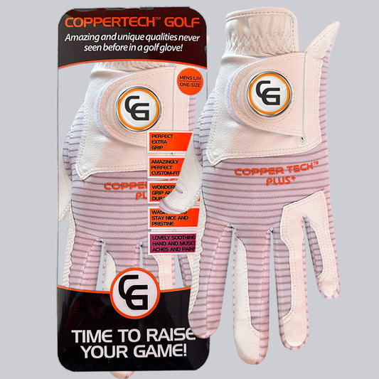 WHITE/WHITE COPPERTECH PLUS PREMIER GRIP GOLF GLOVE