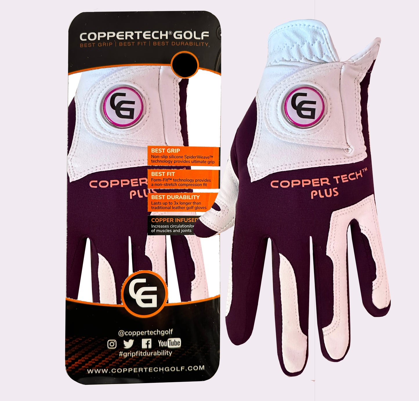 WHITE/PURPLE COPPERTECH PLUS GLOVE